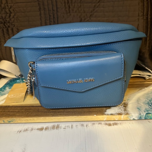 Michael Kors Handbags - Michael Kors Blue Leather Crossbody Belt Bag